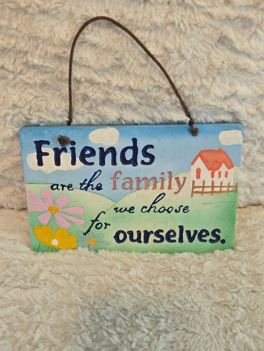 Friend Quote Hanging Plaque in Pastel Blue & Green